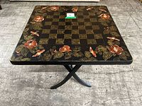 Top view showing chessboard and floral design