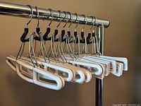 Hangers on rail front view