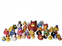 Full group shot showing entire assortment of rubber ducks