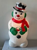 Full view of snowman illuminated, showing overall condition and height proportion