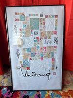 Full view of framed lithograph showing design and frame