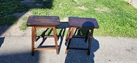Front view of both wooden stools