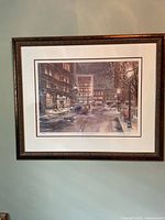 Overall view of framed print on wall