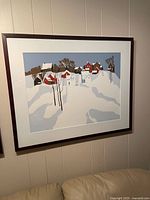 Full view of framed print on wall