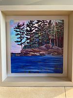 Front view of framed painting showing entire artwork and frame