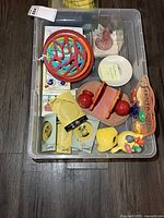 Overview of bin showing assorted Fiesta accessories