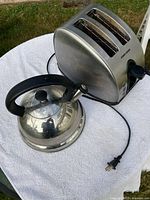 Front view of Black & Decker toaster and stainless kettle