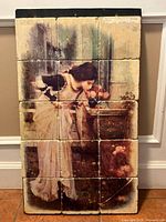 Full view of tile mural showing complete image and mounting