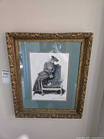 Full view of framed print on wall