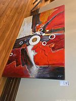 Front view of the abstract painting showing full composition and size