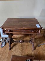 Top view showing table surface and drawer front