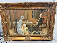 Full view of framed painting showing composition and frame design