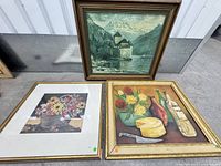 All three framed artworks together showing relative sizes and frames