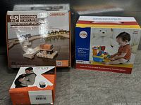 Front view of all three boxed items