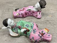 overview of both reclining porcelain incense burners