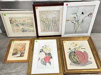 All six framed artworks grouped together