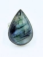 Front view showing labradorite color and shape