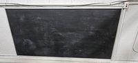 Full view of large framed chalkboard mounted on wall