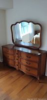 Full view of dresser with mirror attached
