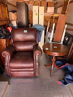 Front view of recliner and side table together