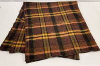 Full view of folded plaid blanket showing pattern and colors