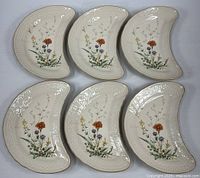 Six Mikasa Margaux crescent plates front view