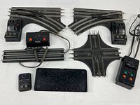 All track pieces and controllers laid out