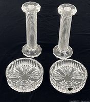 Group shot of two Waterford coasters and two Mikasa candle holders