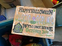 Wood Halloween sign front view
