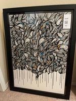 Framed abstract print overall view showing artwork, frame and mat