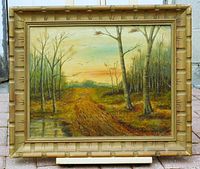 Framed oil on board landscape full view