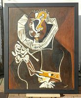 Frontal view of framed oil painting