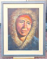 Full view of framed oil painting