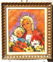 Full view of framed oil painting