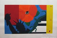 Front view of Christopher Estridge signed gouache on paper showing entire composition and signature