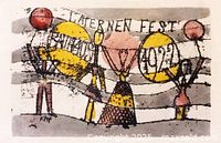 Front view of Paul Klee pochoir print showing full image with title and colors