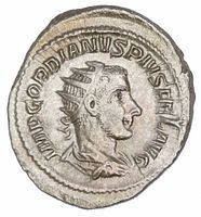 Obverse of Gordian III double denarius showing bust and legend