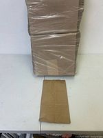 Factory-wrapped bundle of brown paper bags with one sample bag displayed