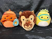 Front view of all three Squishmallows plush toys