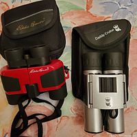 Both binoculars front view with pouches