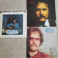 Three Gordon Lightfoot LPs laid out showing front covers