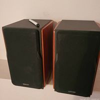 Front view of both speakers with grilles attached