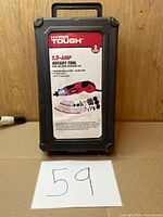 Closed case front showing model information