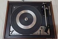 Top view showing entire Dual 1214 turntable with platter, tonearm and controls