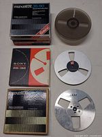 Overview of boxed tapes and empty reels
