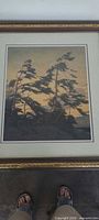 Front view of framed Tom Thomson print with mat and frame visible