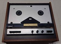 Top view of Dual TG 27 CV showing spindles, control panel and wood case