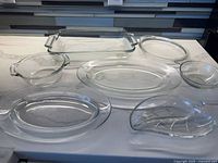 Group shot of all seven clear glass dishes