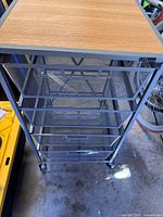 Front view of rolling cart with drawers