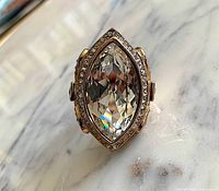 Top view showing marquise crystal and surrounding pave stones